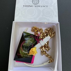 White Young Versace belt gold chain